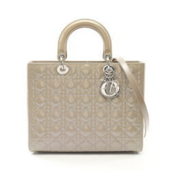 Dior Lady Handbag Patent Beige - Picture 1 of 7